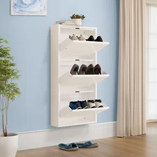 Oaurkea 3 Flip Metal Shoe Cabinet with Drawers No-Assembly Steel Storage