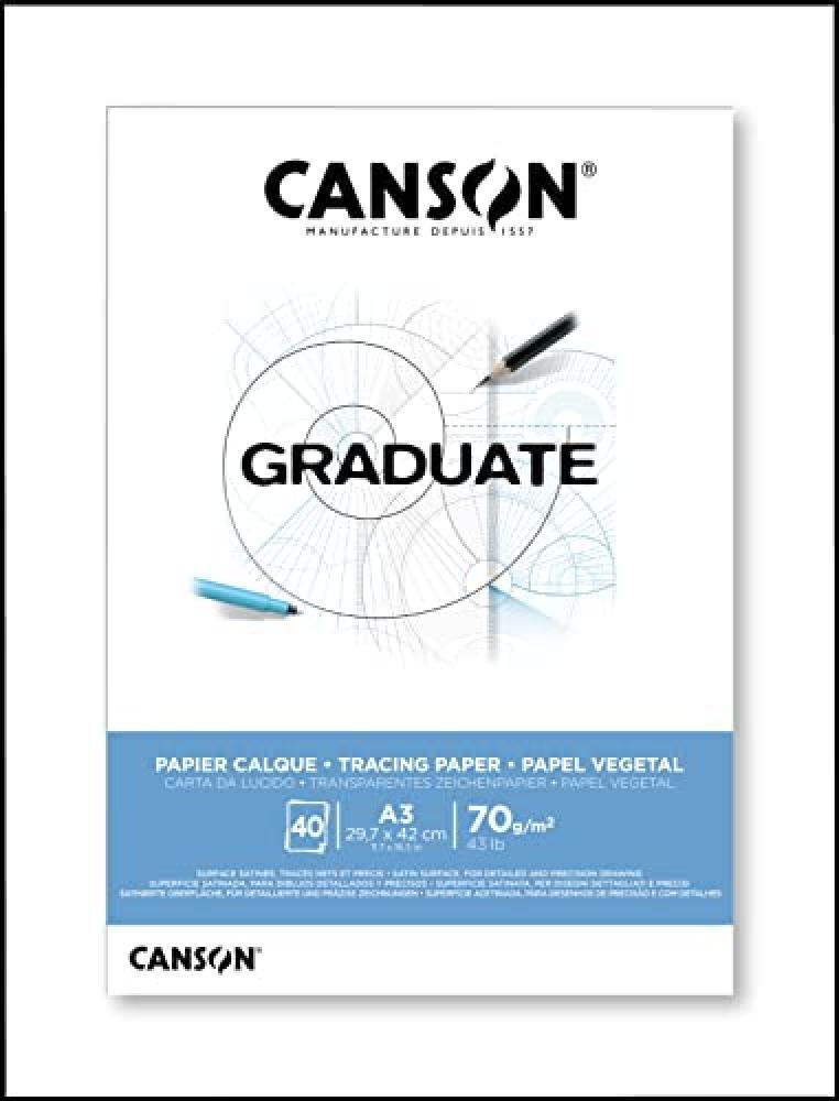 (TG. A3-Modello 2024) Canson - GRADUATE - TRACING - Blocco da 50 fogli - A3-70g/
