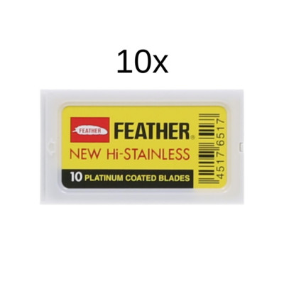 10x Feather New Hi-Stainless Double Edge Rasierklingen (100 Stk.)