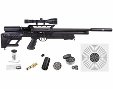 Hatsan BullBoss QE .25 Cal PCP Air Rifle w/ Scope & Targets and Pellets Bundle