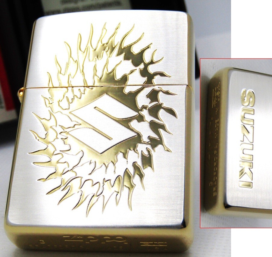 Suzuki Motor Double Sided Engraved Zippo Oil Lighter 1998 Mint