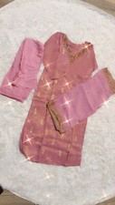 Indian Embroidered Pink Anarkali Suit set with Pant  Dupatta 3 pc Readymade