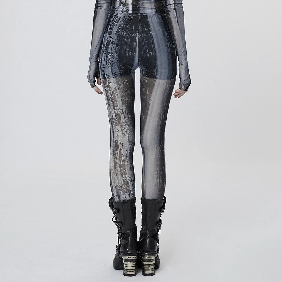 Punk Rave Leggings - Sulphuric Steam Grau Gothic Punk Okkult Alternative - Bild 3 von 4