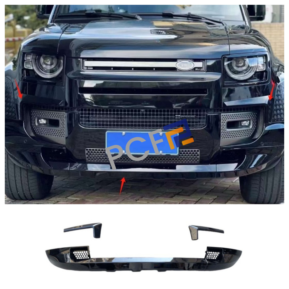 Land Roverディフェンダー　 フロントリップスポイラー Amazon.com: Front Bumper Spoiler Lip Kit W/Light for Land