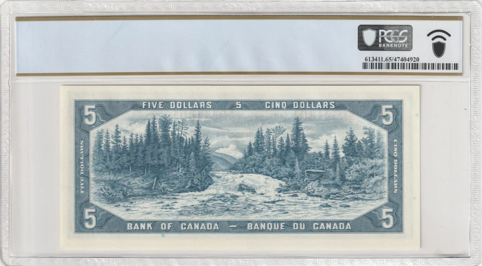 Canada 1954 5 Dollars Certified PCGS Banknote UNC 65 PPQ Pick BC-39b - Image 2 of 2