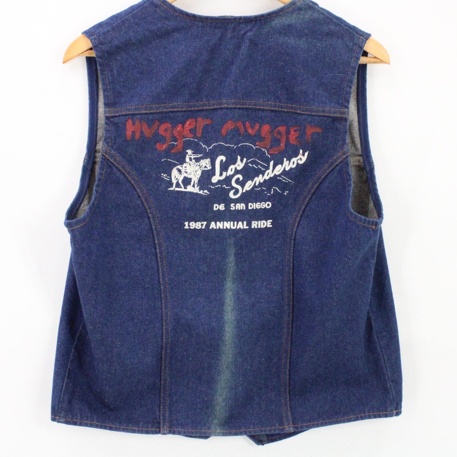 Vintage Wrangler Denim Vest Mens Blue Retro Sleeveles… Gem