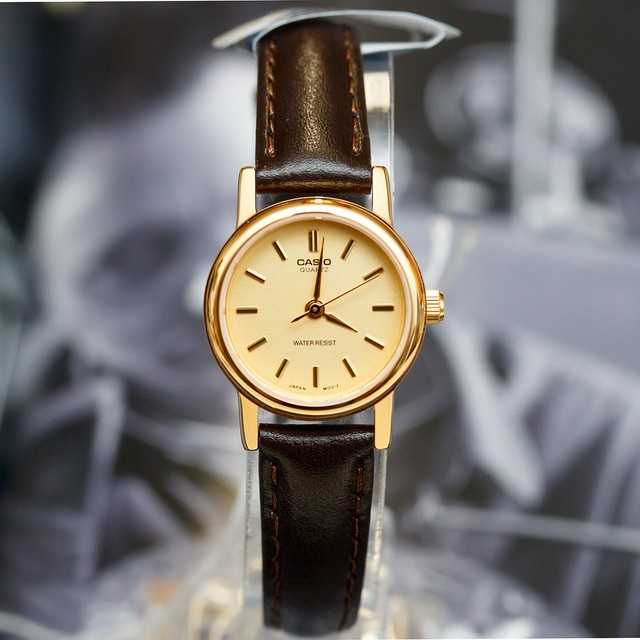 casio women's watch leather strap