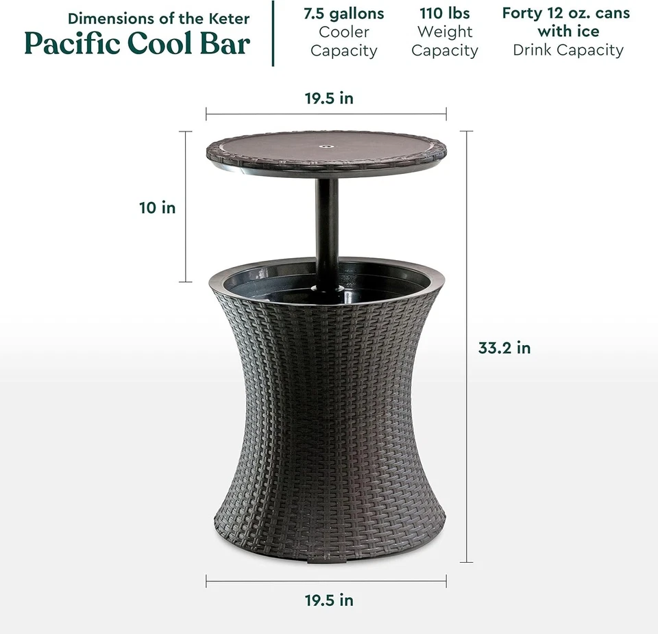 Mesa Auxiliar Para Jacuzzi Con Enfriador De Cerveza Y Vino De 7.5 Galones NOVO EUA - Imagem 2 de 4