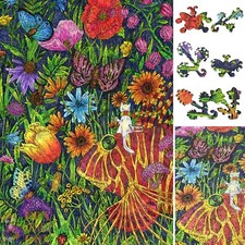Wooden Jigsaw Puzzle for Adults by FoxSmartBox-355 Pcs-Journey to the Flowerland