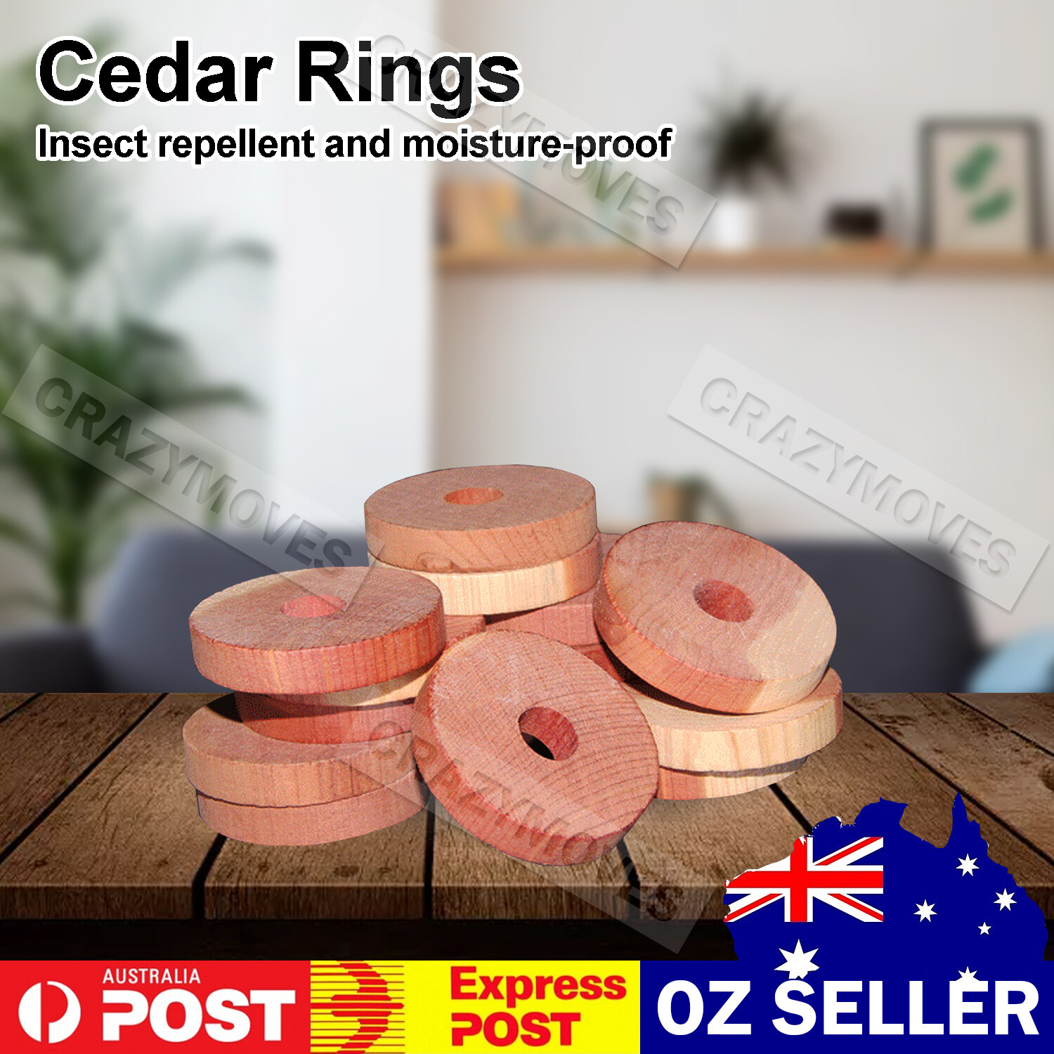 12pc Moth Cedar Wood Rings Repellent Killer Hanger Anti Mildew Drawers VIC
