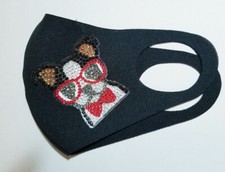 Women's Rhinestone Sparkle Bling Thick Black Reusable Face Mask Covering