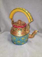 Kaushalam Vintage Hand Painted Steel Floral Kettle