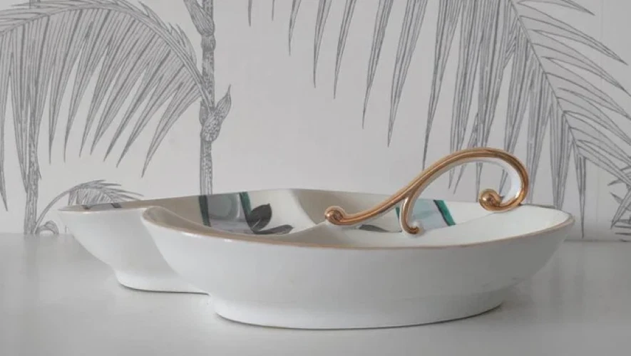 Bandeja vintage, Meito China, porcelana, pintada a mano, hecha en Japón, alrededor de los años 30 Foto 2 de 4