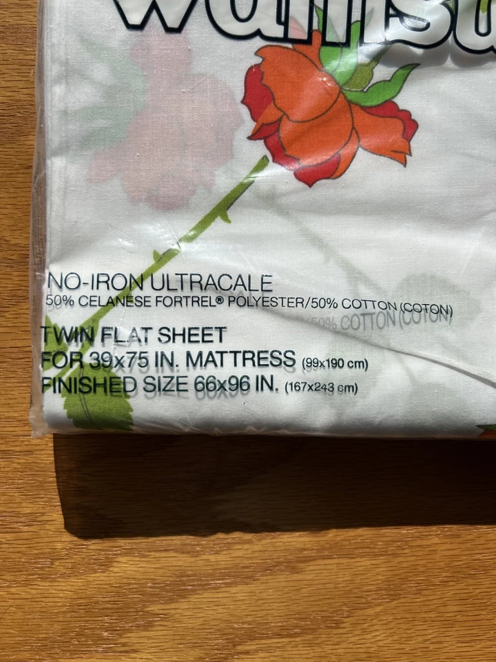 Vintage Wamsutta x Christian Dior / The Dior Rose in Red / Twin Flat Sheet New - Image 3 of 4