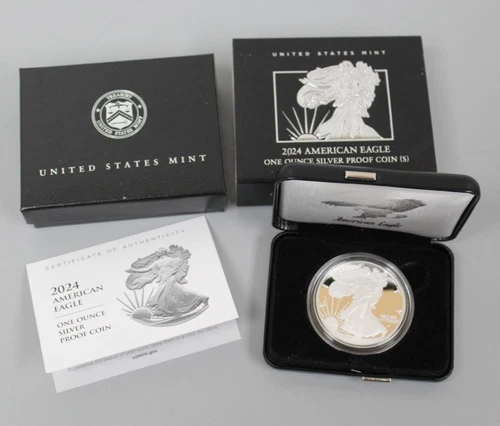2024-S  American Silver Eagle Proof $1 Dollar Coin 1 Oz .999 Fine  - Box COA