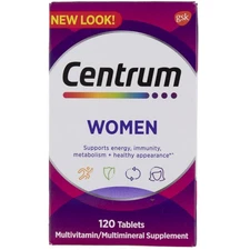 4 Pack Centrum Women Multi-Vitamin Multimineral Multivitamins Tablets, 120 Ct