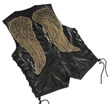 The Walking Dead Daryl Dixon Vest PU Leather Wing Patch Embroidered Jacket Gift