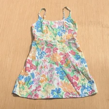 Old Navy Floral Sundress Linen Blend Mini Summer Colorful Casual Women's Medium