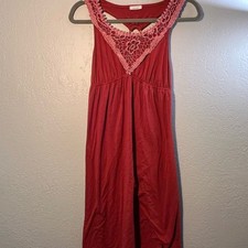 Mine Red Backless Dress with Pink Lace Mini/Midi Sleeveless SZ M elegant Luxury