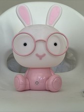 Pink Bunny Night Light with Glasses with USB Cable for Bedroom Kids Room Gift
