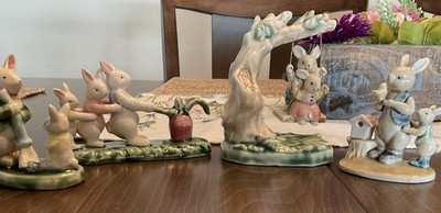 4 ENESCO Albert Kessler Ceramic Bunny Rabbit Figurines