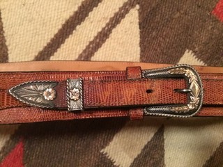 VTG John McCabe Sterling Silver & 10K Gold Ranger Belt Buckle Set T. Lama lizard