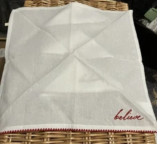 Christmas Embroidered "believe" in Red Cloth Napkins - set of 4