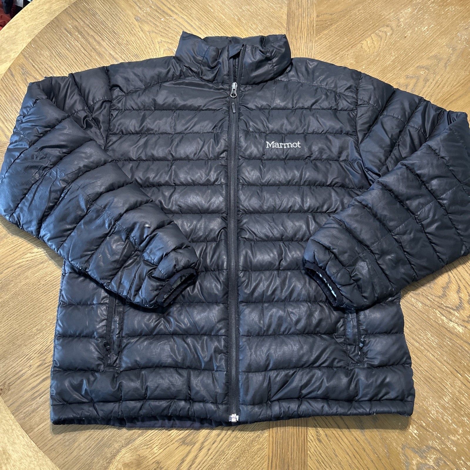 Marmot 700 Fill Black Puffer Jacket Men's Large Quilted Full Zip Winter