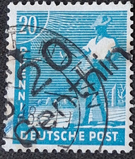 SBZ - Bezirkshandstempel 20 Pfg. 20 Genthin Halle geprüft