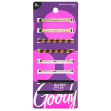 Hair Barrettes, Patterned Assorted Colors, 8-Count 1941119 