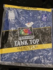 VTG BLUE Men's Tank Top Shirt LARGE 42-44 Fruit of the Loom Golden Blend 1998