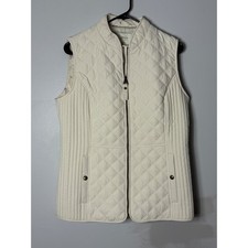 Joules Minx Quilted Vest Womens US 10 Winter White Equestrian Print Lining