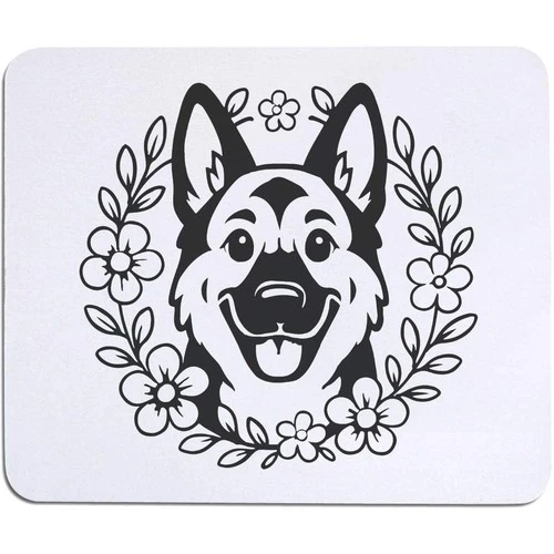 'German Shepherd Floral Wreath' Mouse Mat / Desk Pad (MO00041807)