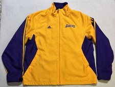 Adidas Warm Up Jacket Los Angeles Lakers Size M Embroidered Logo Fleece Lined
