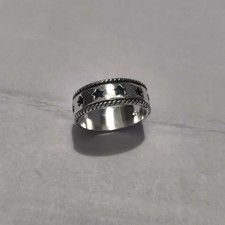 Solid 925 Sterling Silver Star Cutout Spinner Ring Rope Wire Anxiety Jewelry jk1