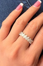 14K White Gold Lab Grown Diamond Pear-Shaped Eternity Ring, Elegant Love Symbol