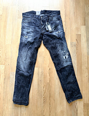 DSQUARED2 Jeans Skinny Herren Schwarz Distressed, Größe 52 Schrittlänge 34