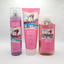 Bath Body Works Meet Me in Miami Body Mist Body Wash Body Cream Set of 3