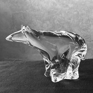 Vintage Maleras Swedish Clear Art Glass Polar Bear 4” X 7” Figurine