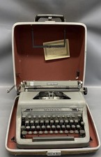 Vintage Royal Quiet Deluxe Portable Typewriter With Case Dove Gray 1950s
