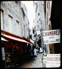 Mont Saint Michel shops France - June 7 1954 - Stereo Realist slide #2102