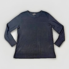 Banana Republic Extra Fine Merino Wool Crew Neck Sweater Mens L Black