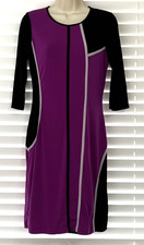 Marc NY Andrew Marc Color Block Black Purple Sheath Stretch Lined Dress Preloved