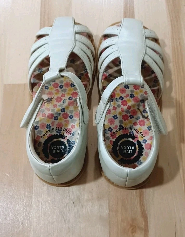 Livie And Luca Shoe Lot Girl Size 11 White Sandals & Champagne Mary Janes School - Image 4 of 4