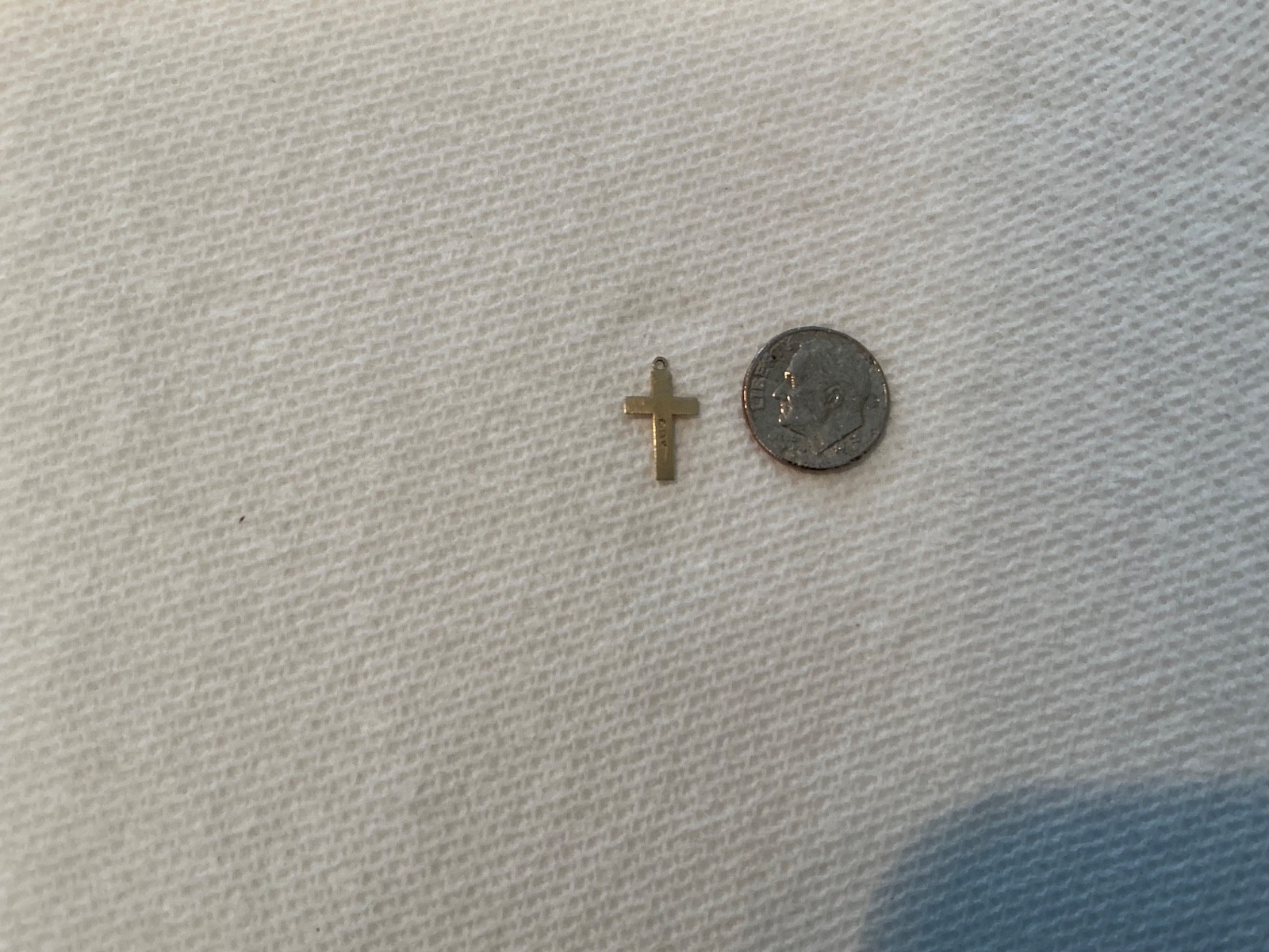 14K Solid Yellow Gold Tiny Thin Cross Charm- No B… - image 7