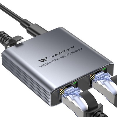 WARRKY Ethernet Splitter 1 to 2, 1000Mbps High Speed LAN Splitter, Gray