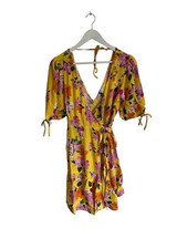Figleaves NWT Panama Beach Wrap Dress Yellow Floral SIze UK 8 RRP £35