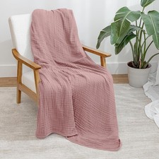 Muslin Throw Blanket 50"x60" Quilted 6-Layer Gauze Cotton for Home or Travel