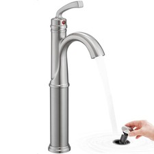 Brass Vessel Faucet Brushed Nickel, 1 Hole Tall Faucet for Bathroom Sink with...