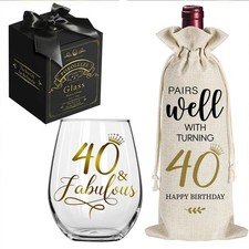 40 Fabulous Wine Glass Gifts for Her, Happy 40th Birthday, Pairs Well With Tu...